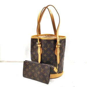 Authentic Louis Vuitton Bucket PM Brown Monogram Tote Bag mn591-120825